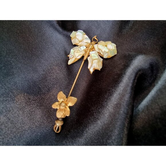 Rare Find Vintage 1930s MIRIAM HASKELL Unsigned Butterfly Stick Hat Pin - Picture 2 of 6
